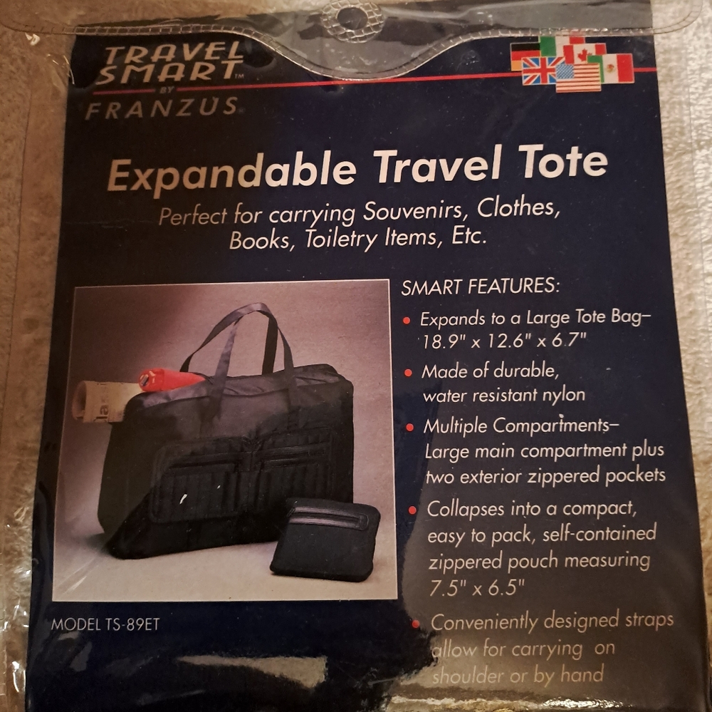 EXPANDABLE, NEW TRAVEL SMART TOTE BAG, BLACK Posh Keeps $6
